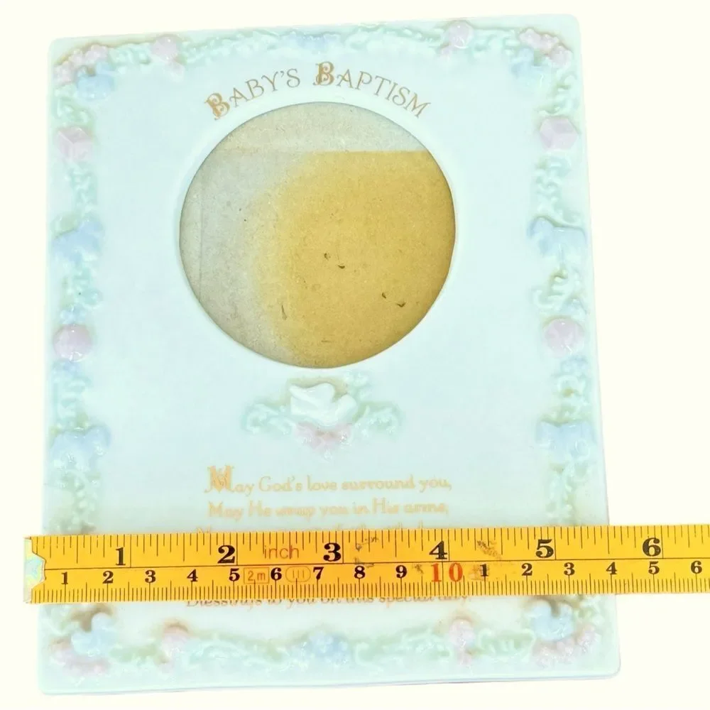 Baby’s Baptism Vintage Tabletop Standing Easel Picture Frame.